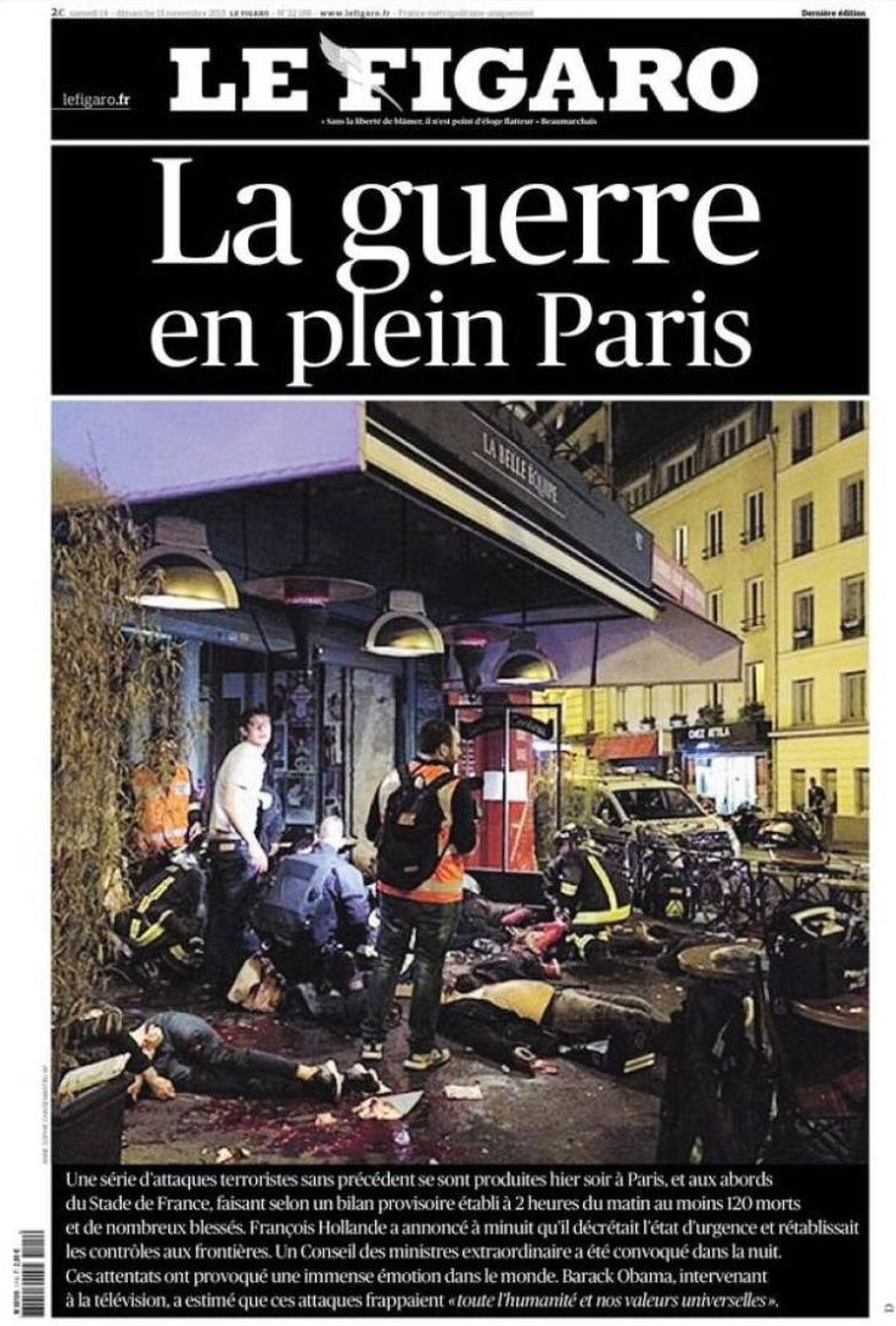 تیتر یک لوفیگارو؛ جنگ در قلب پاریس+عکس