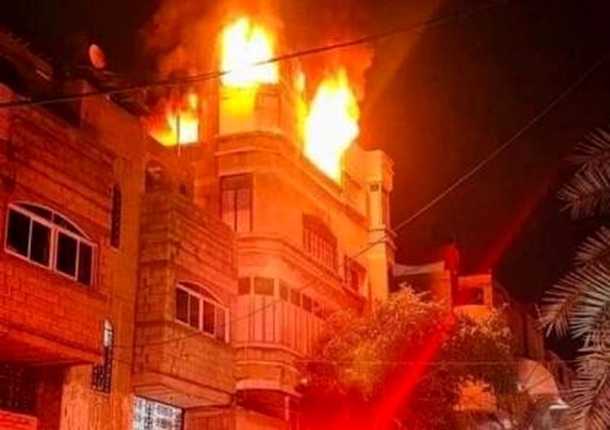 جان باختن ۲۱ تن در آتشسوزی یک مجتمع مسکونی غزه