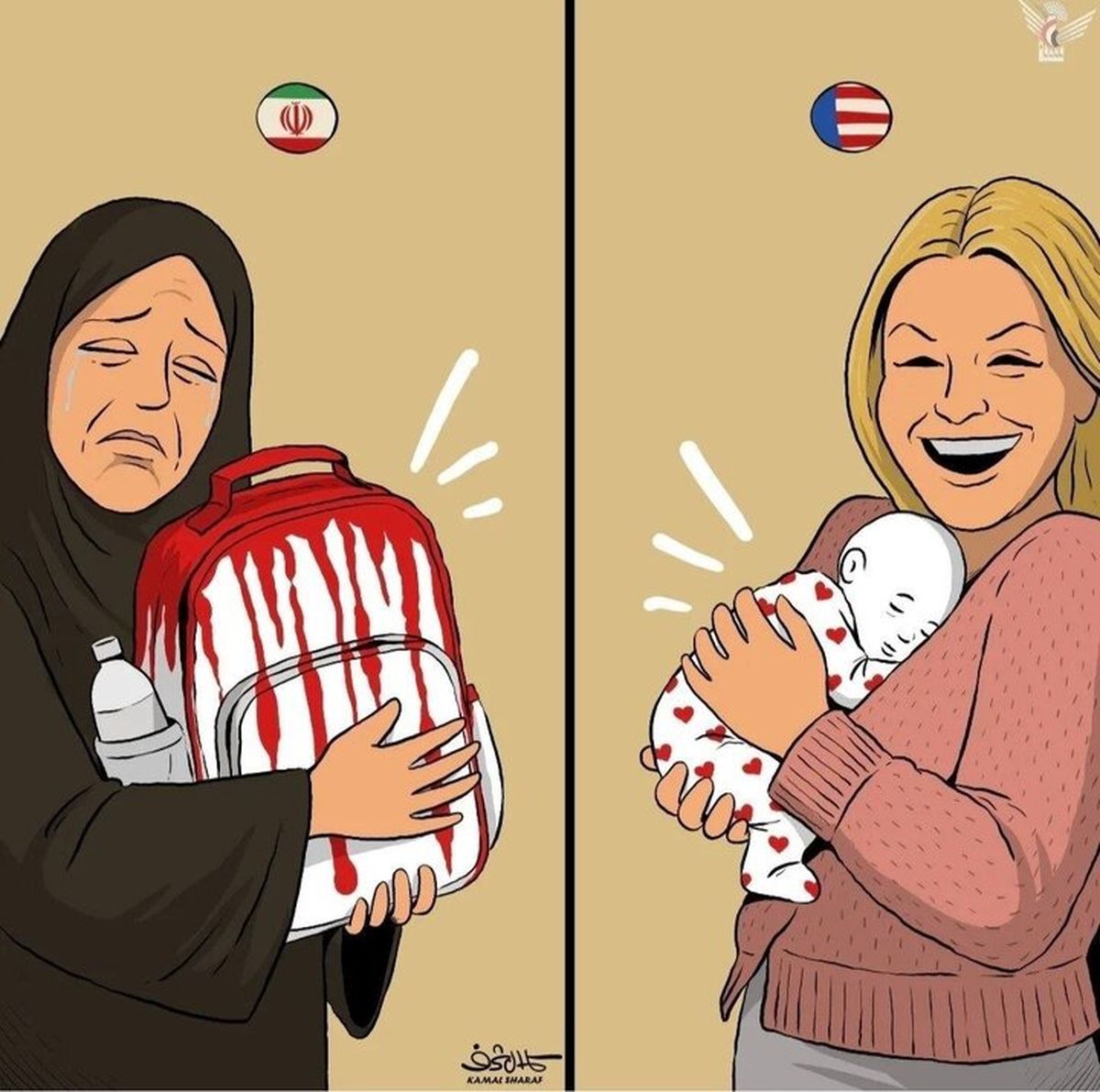 کاریکاتور جنجالی کمال شرف برای تولد فرزند سخنگوی کاخ سفید