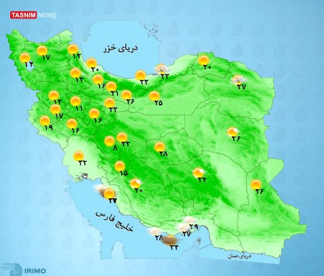 وضعیت آب و هوای استان ها امروز 25 خرداد