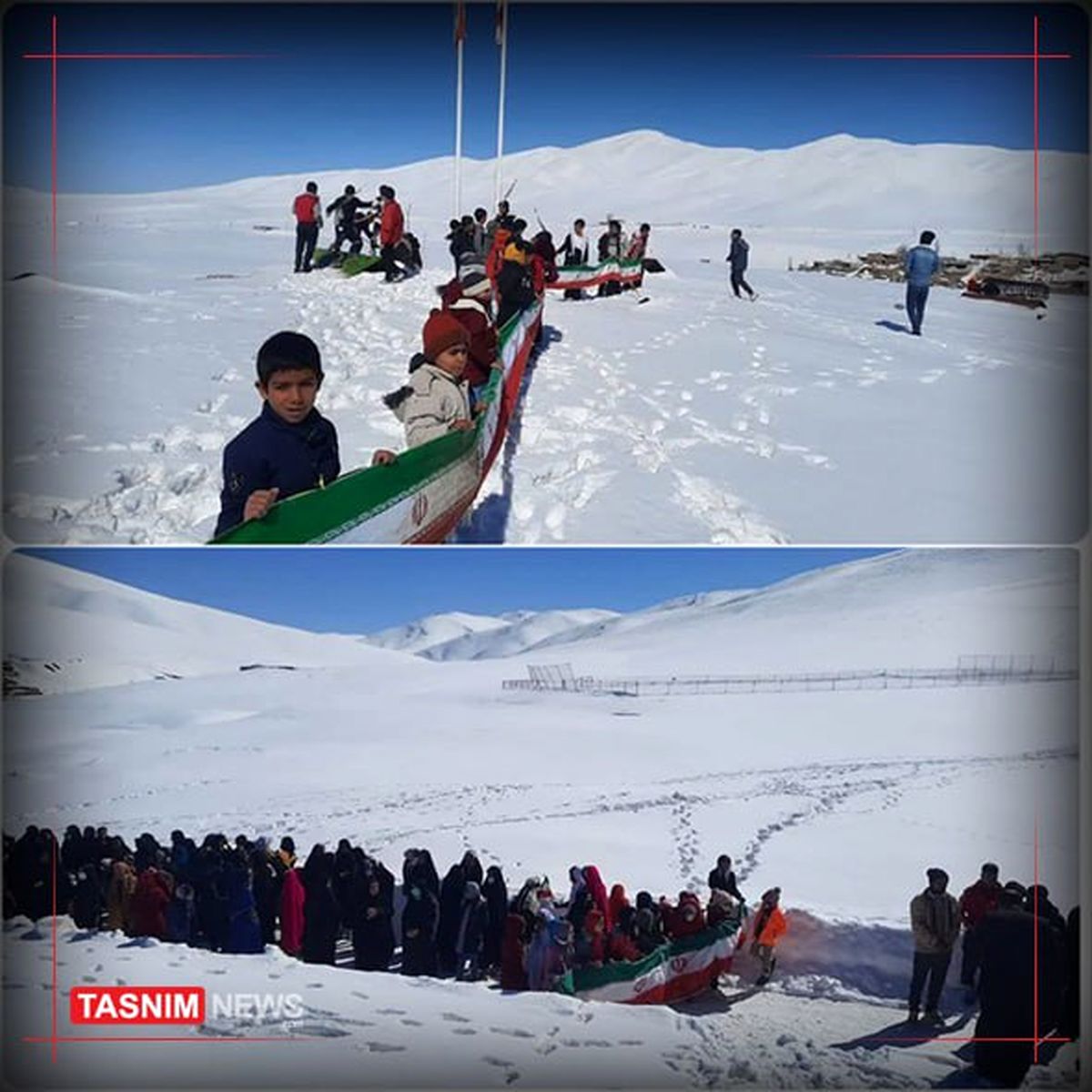 راهپیمایی حماسی مردم یک روستا در کوههای برفی +عکس