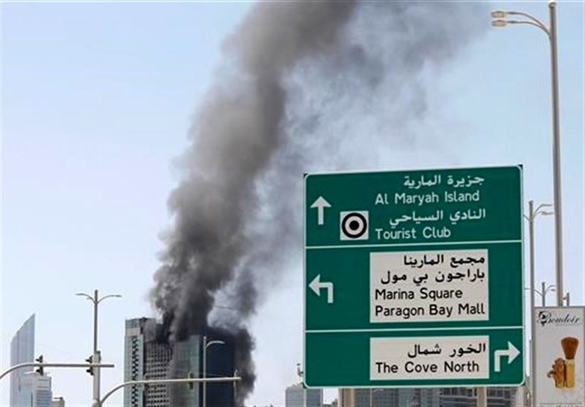 آتش‌سوزی در برج ۲۸ طبقه امارات +عکس