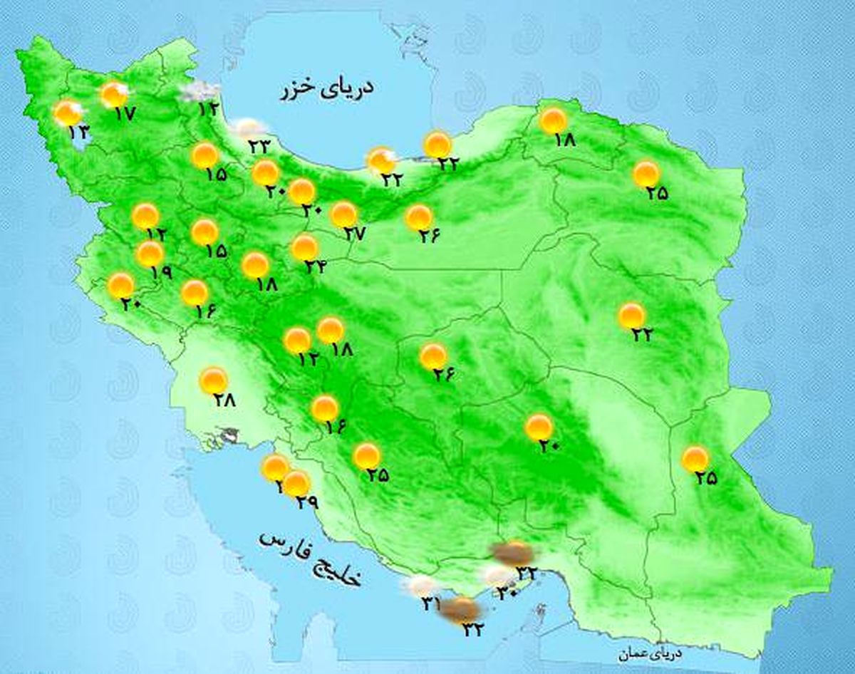 عکس: دمای مراکز استان‎ها در یک نگاه