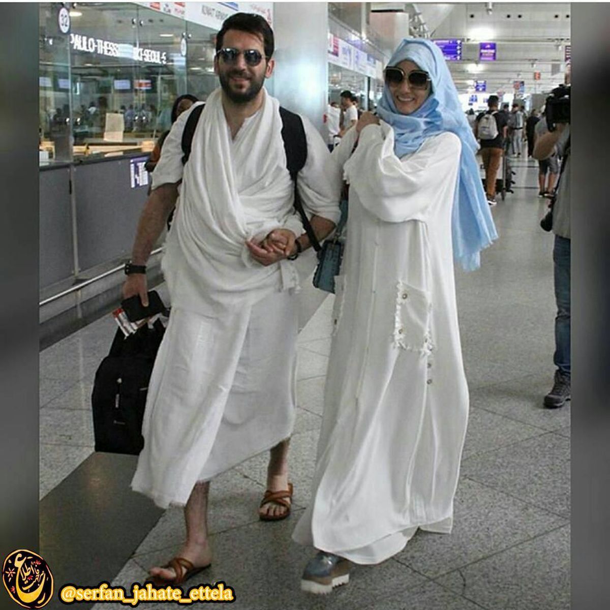 بازیگر معروف ترکیه و همسرش در لباس احرام +عکس