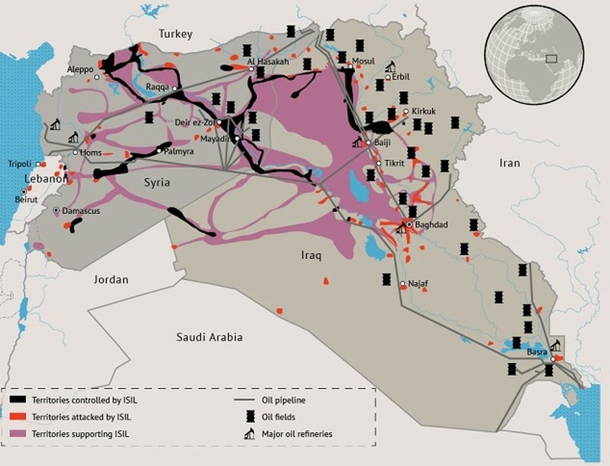 چاه های نفت تحت سلطه داعش+ نقشه