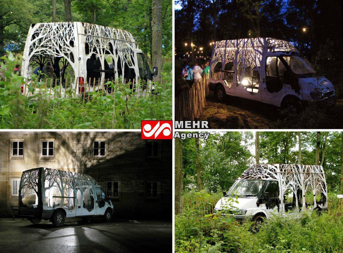 عکس: حکاکی طرح جنگل روی بدنه یک وَن