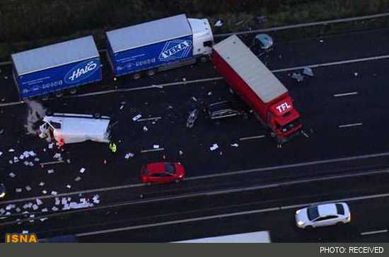 تصادف زنجیره‌ای بیش از 20 خودرو در چین +عکس