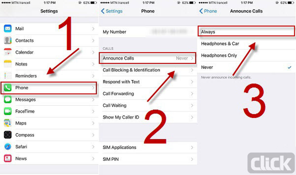 آموزش فعال‌سازی اعلام صوتی نام تماس گیرنده در آیفون