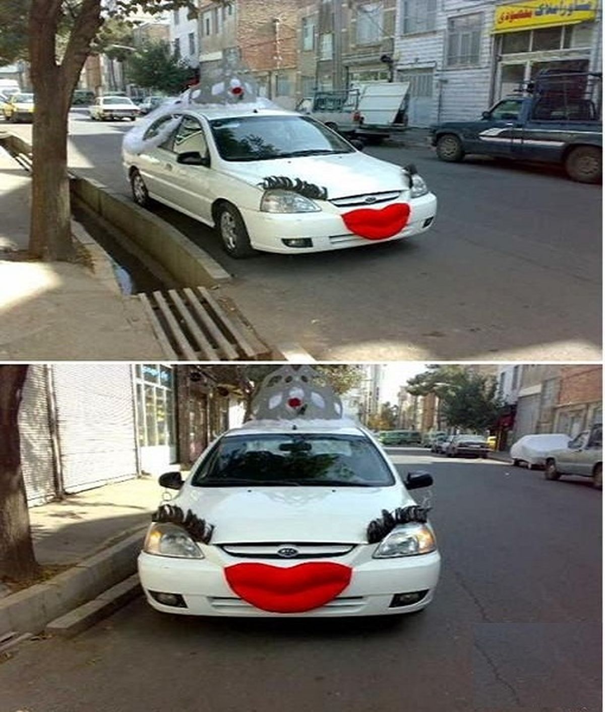 ماشین عروس عجیب در ورامین/ عکس