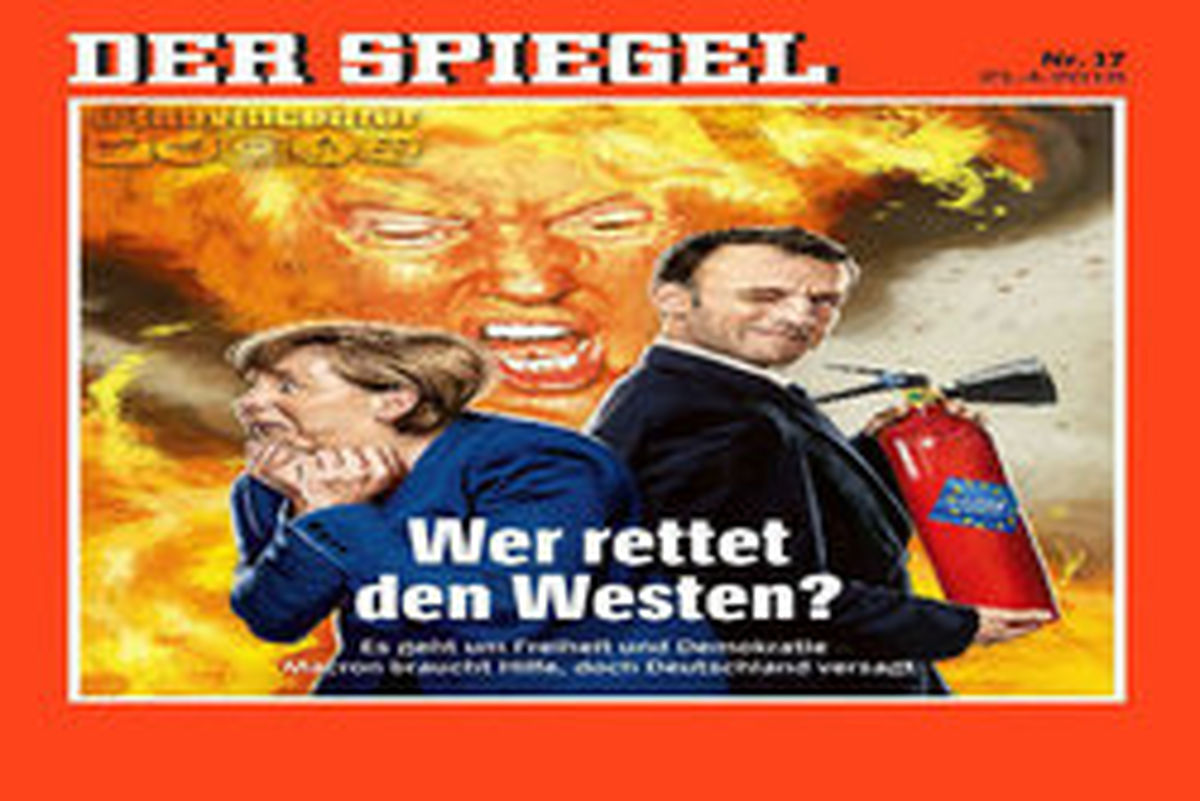 طرح «اشپیگل» از تقابل ماکرون و مرکل با ترامپ