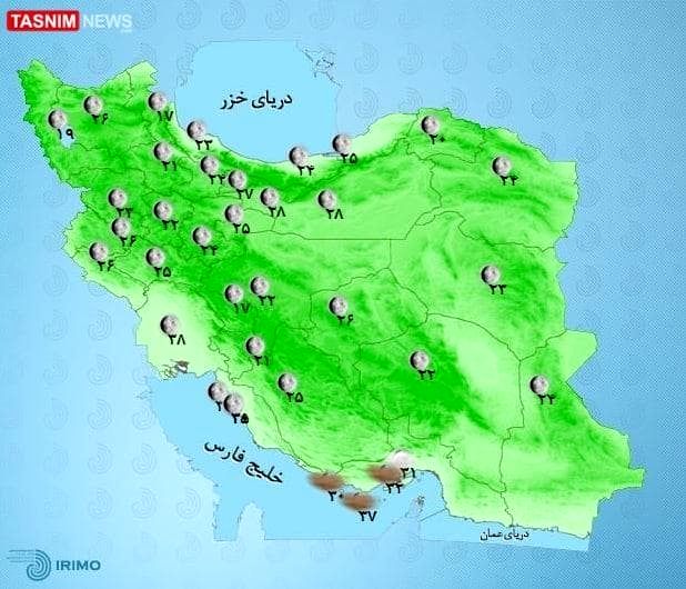 آخرین وضعیت آب و هوای استان ها +نقشه