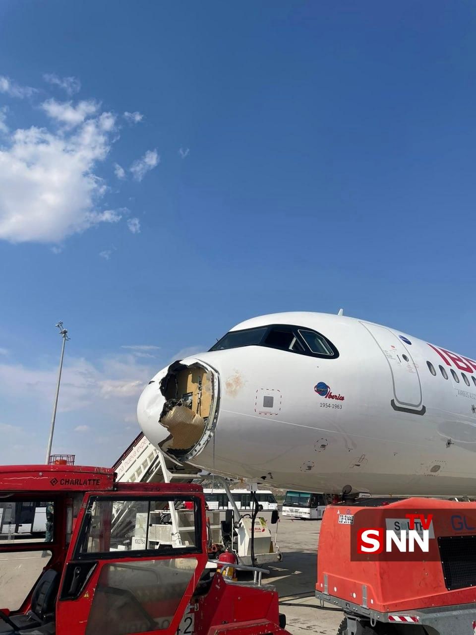 فرود اضطراری هواپیمای اسپانیایی پس از برخورد با پرنده هنگام پرواز