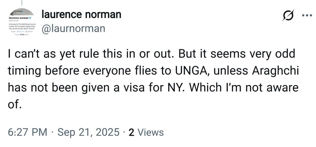 خبرنگار وال استریت ژورنال: هنوز نمی‌توانم سفر عراقچی  را تایید یا رد کنم