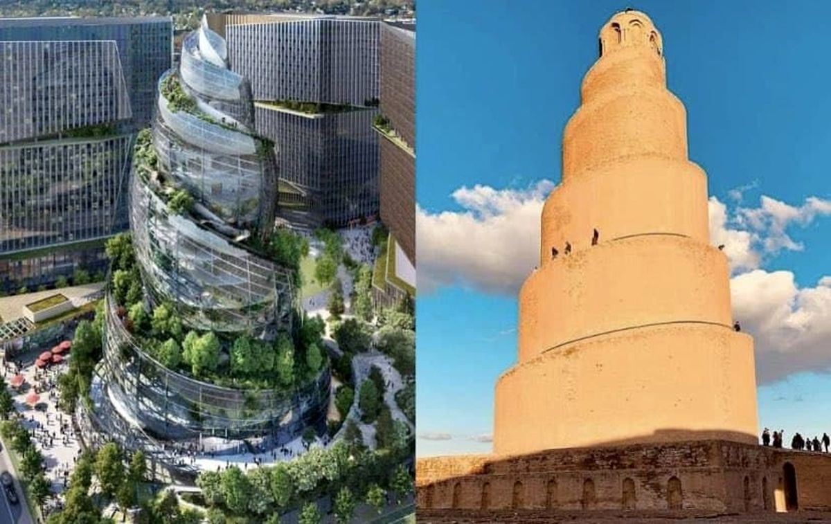 برج مارپیچی آمازون در واشنگتن +عکس