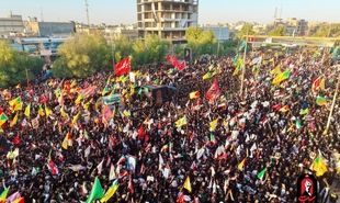 تصاویر حضور شیخ ابراهیم زکزاکی در بین عزاداران رهبر شهید در نجف