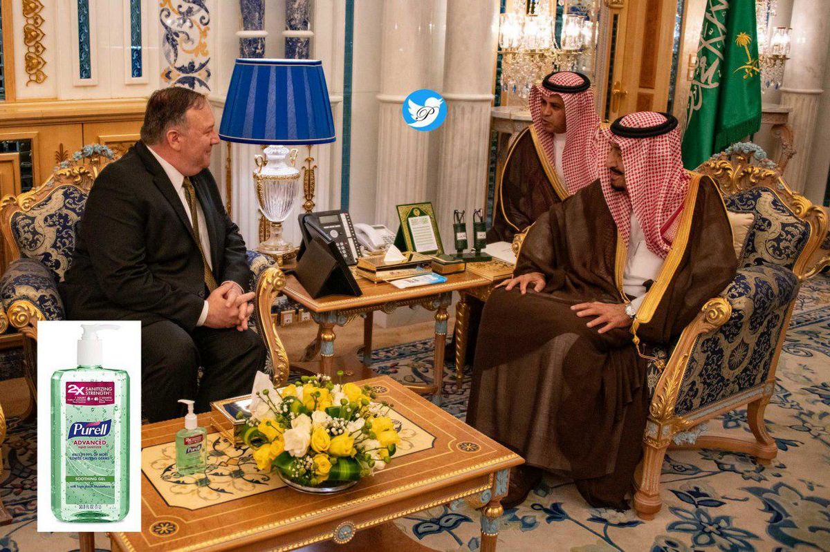 (عکس) ژل دست روی میز ملاقات سلمان با پمپئو جنجالی شد!