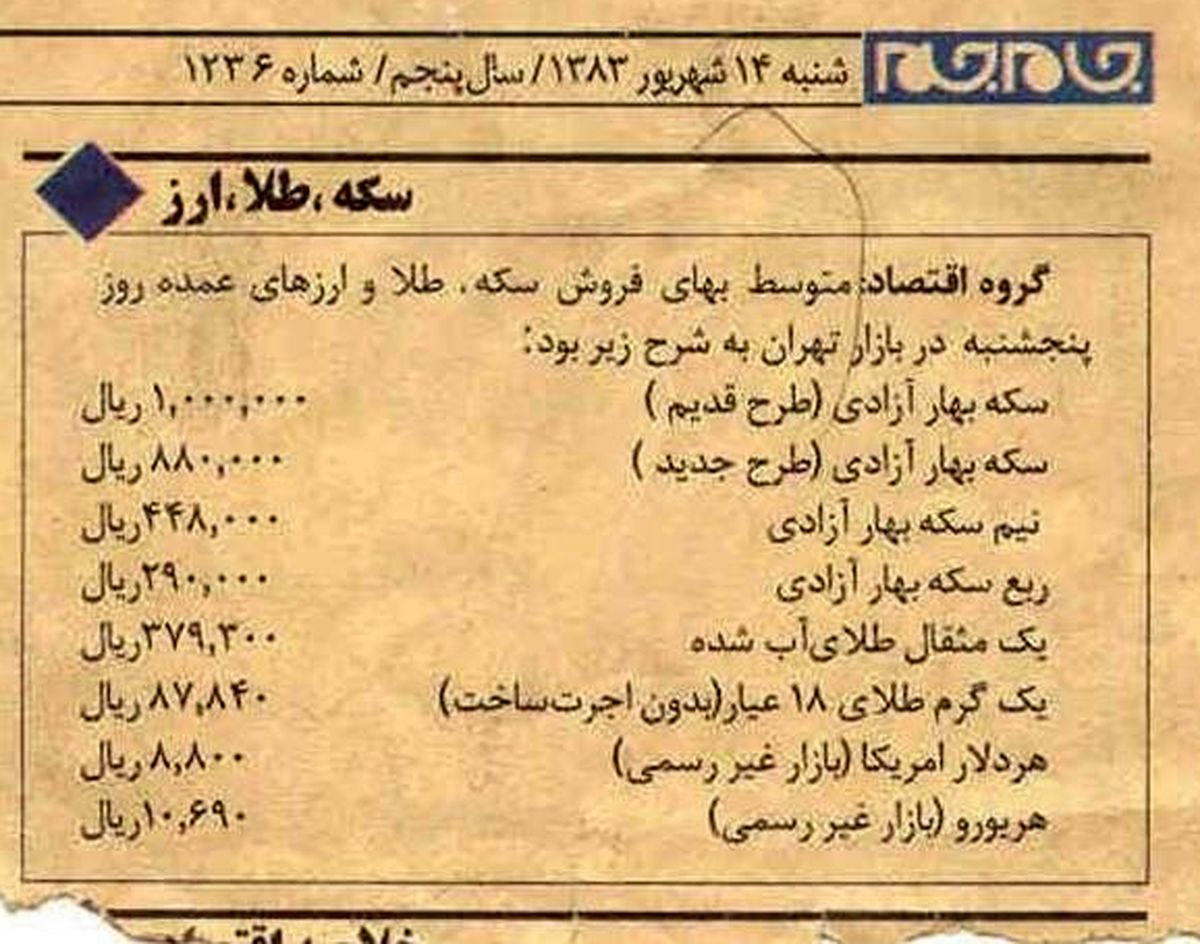 عکس/قیمت سکه و دلار در سال 83