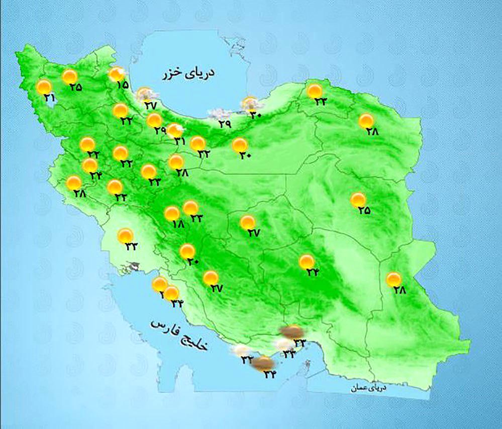 عکس: دمای هوای استانها در یک نگاه
